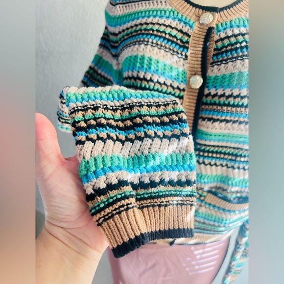 Crocheted Knit bottom up  Cardigan small size like new condition charming - Picture 3 of 15